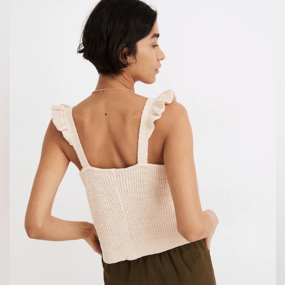 Madewell Ruffle-Strap Button-Front Sweater Tank NWT - Picture 2 of 8